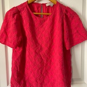 Loft Red Eyelet Blouse